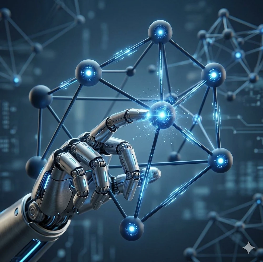 Red de nodos que representa inteligencia artificial aplicada
